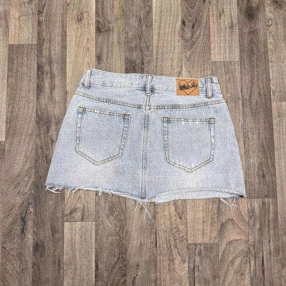 White Fox boutique raw hem denim jean skirt - Picture 7 of 7